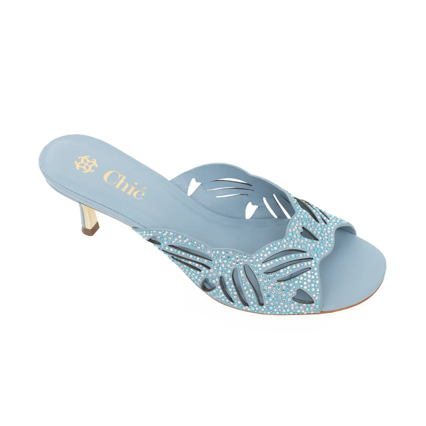 Chic Crystal Cutout Slipper